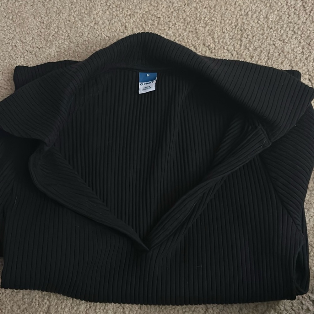 Black Ribbed Material V Neck Shirt Size M